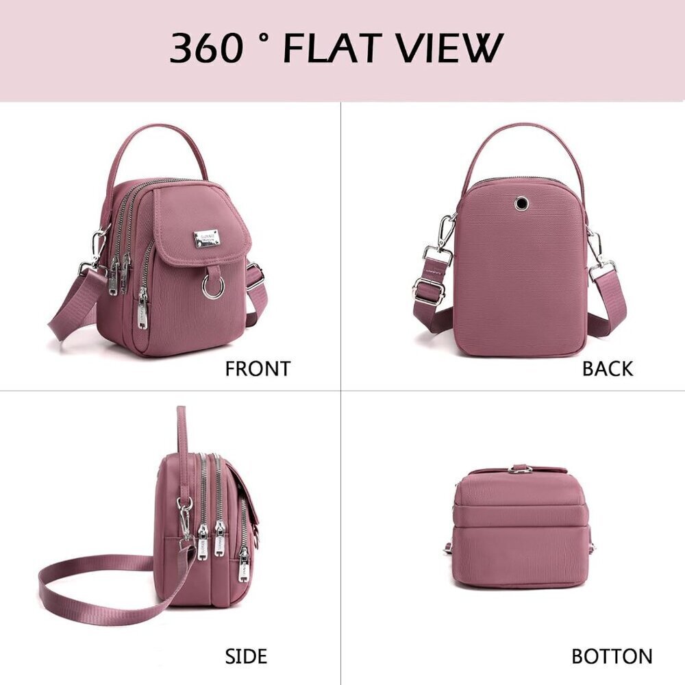 Women Small Crossbody Bag Nylon Multi Pocket Shoulder Purse for Daily Use - Picture 3 of 7